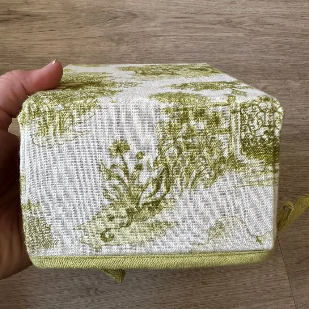 Mackenzie-Childs Tulip Check & Toile Reversible Fabric Serving Basket - Small